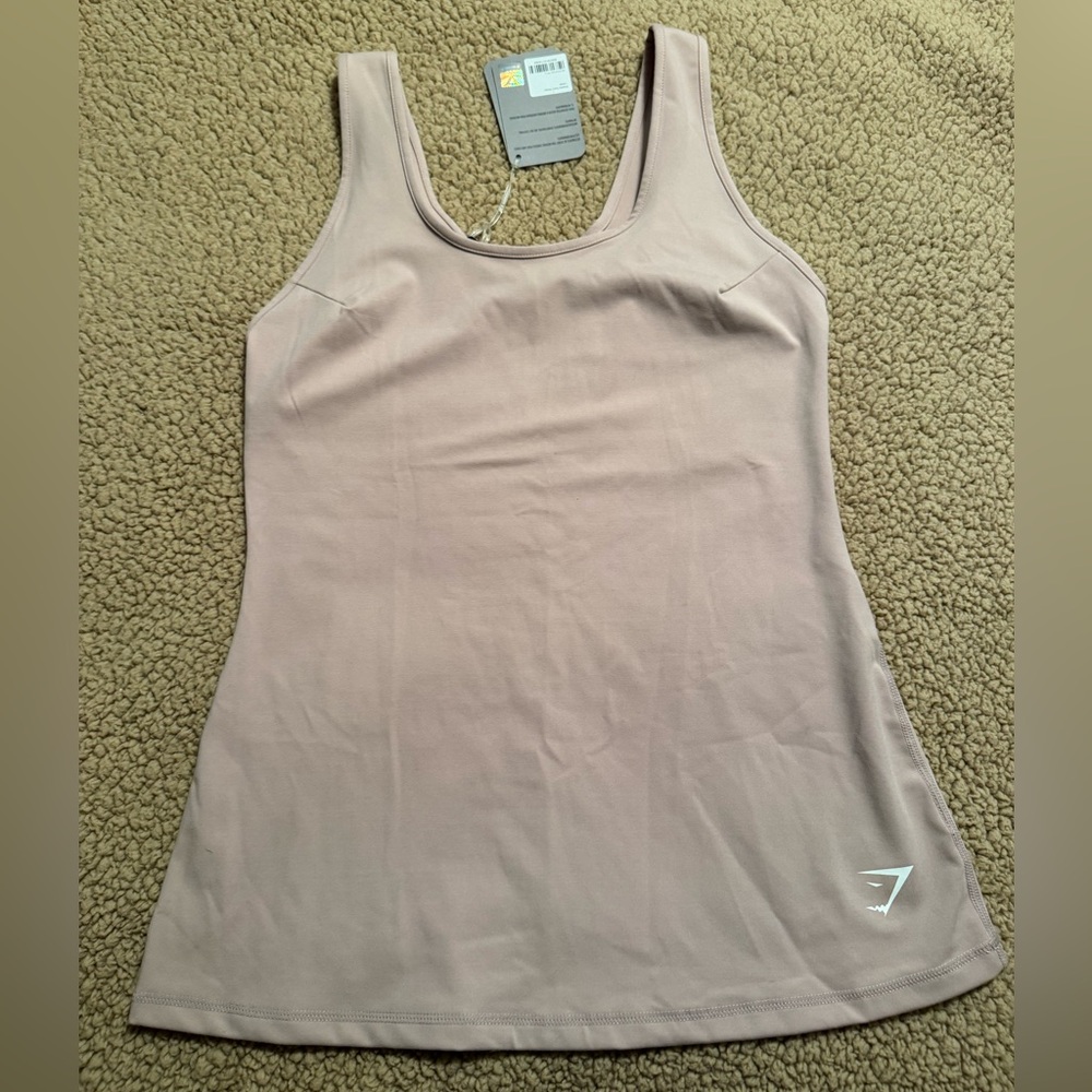 Gymshark Women's Scoop Neck Tank Top Dreamy Vest in Taupe